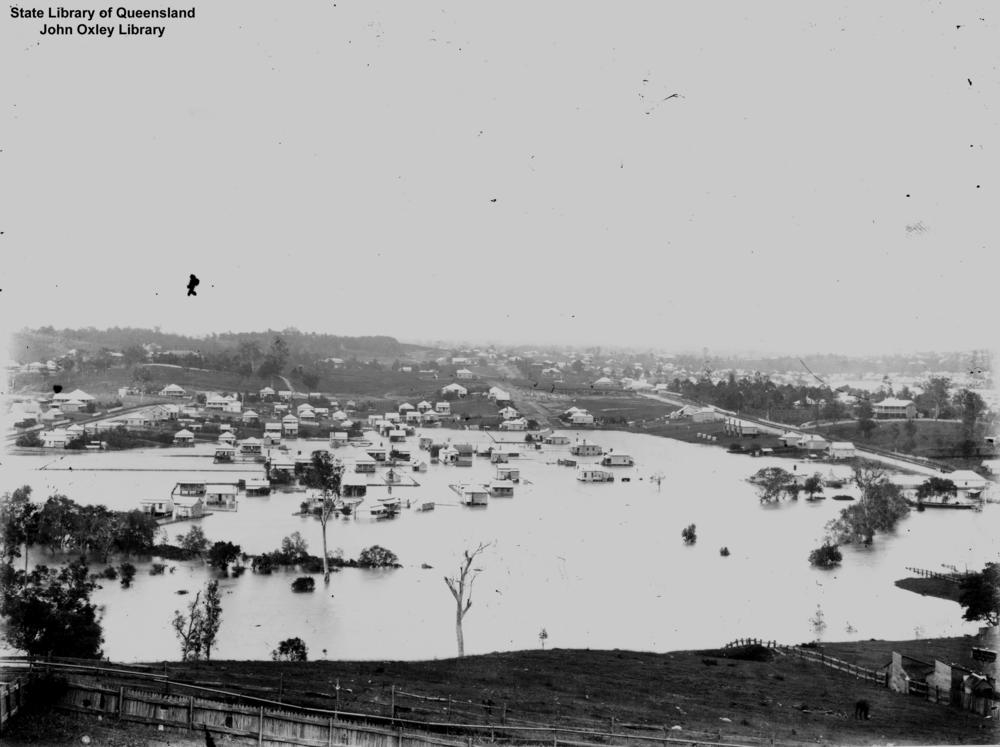 Floods in the suburb of Windsor, Brisbane, 1893.  'John Oxley Library, State Library of Queensland Image: 90484'.