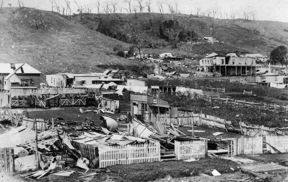 Cyclone damage at Port Douglas, 'John Oxley Library, State Library of Queensland Image: 164579'.