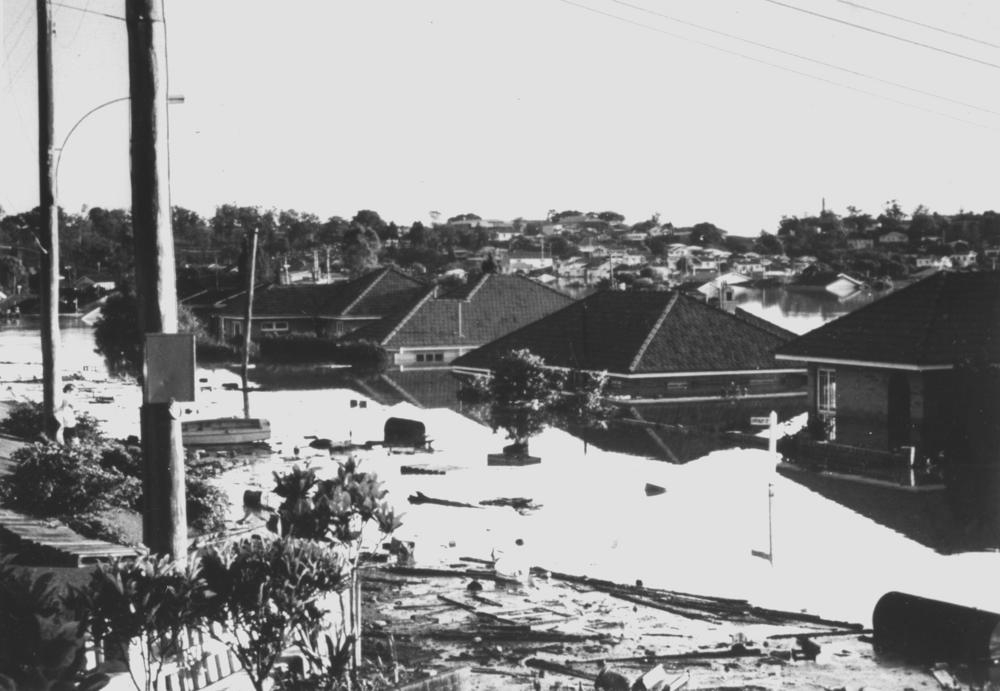 Flooding at fairfield, Brisbane,  'John Oxley Library, State Library of Queensland Image: 180380'.