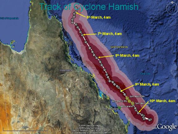 Track of cyclone Hamish