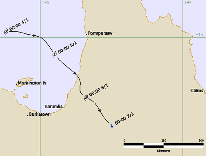 Cyclone Barry track and intensity (BOM)