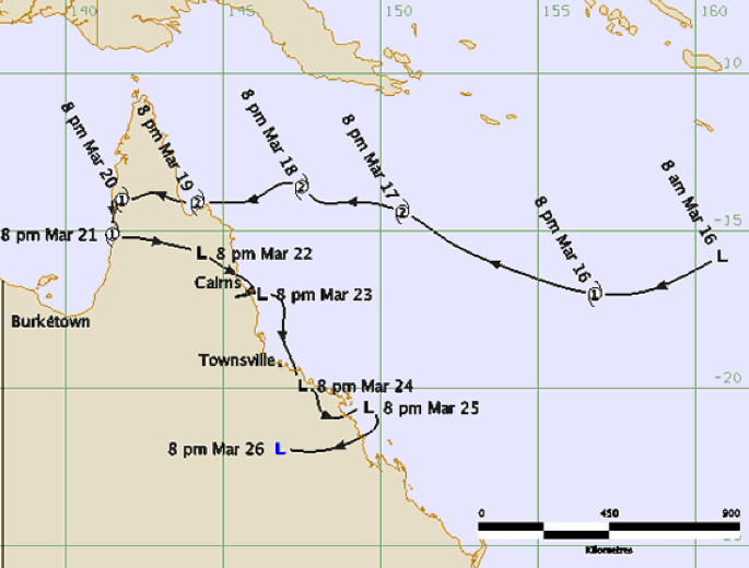 Cyclone Ivor track and intensity (BOM)