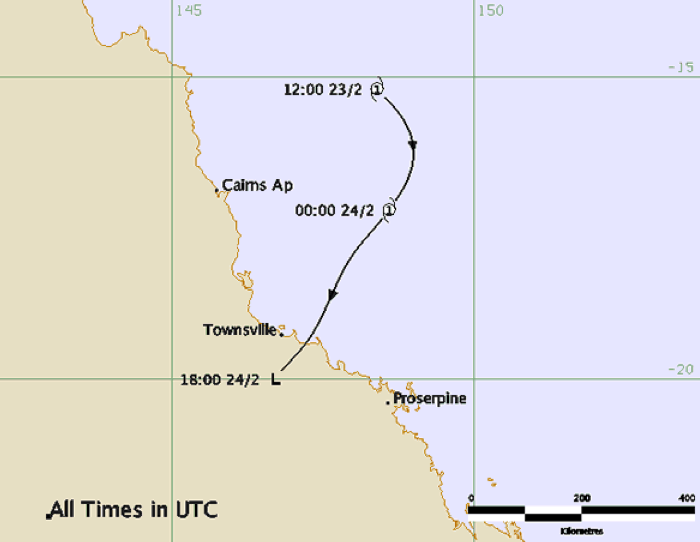 Cyclone Ita track and intensity (BOM)