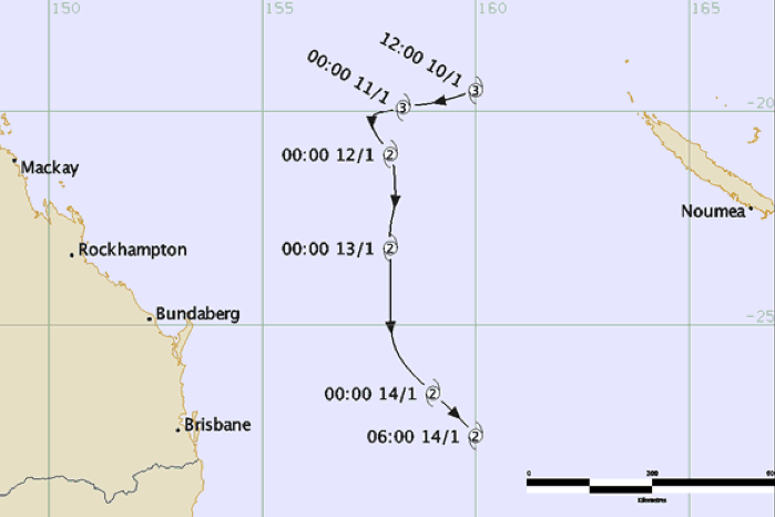 Cyclone Betsy track and intensity (BOM)