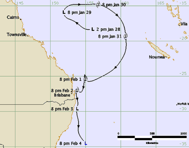 Cyclone Nancy track and intensity (BOM)