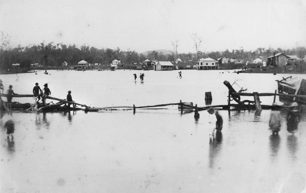 Floods at Thompson Estate, Stones Corner, 1887.  'John Oxley Library, State Library of Queensland Image: 55976'.