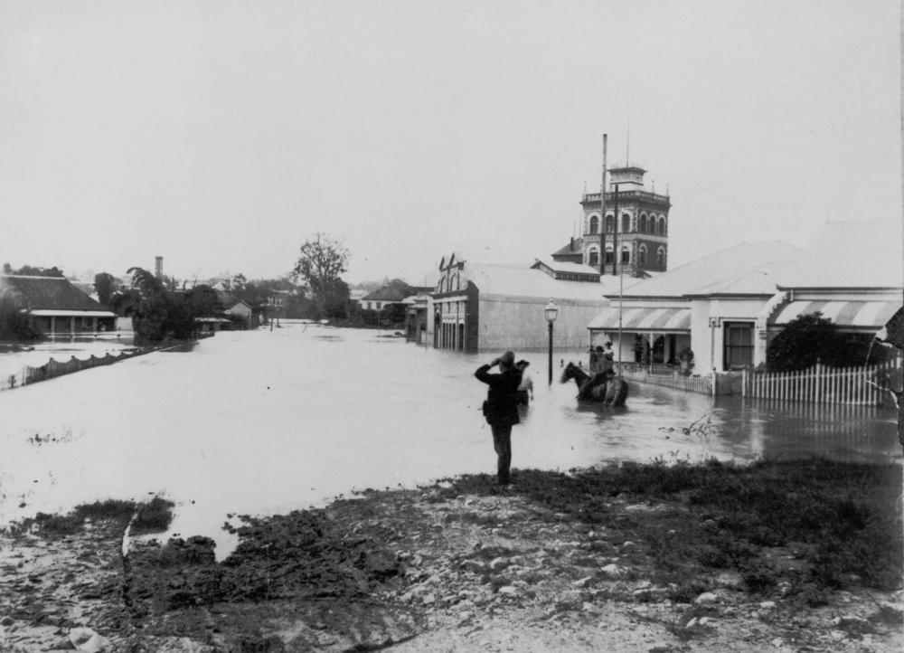 Floodwaters in West End, Brisbane. 'John Oxley Library, State Library of Queensland   Image: 61666.