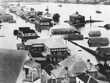 Low-lying suburbs such as West End and South Brisbane were inundated during 1893 floods